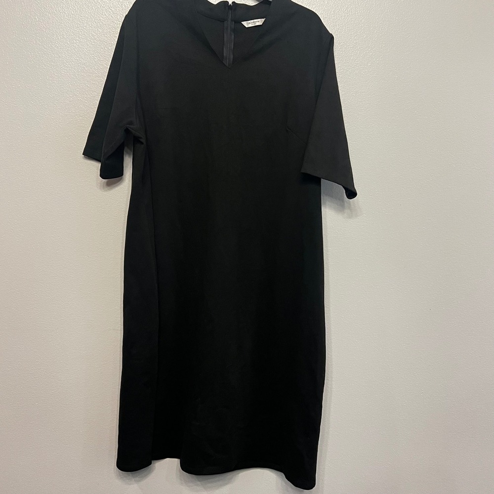 Liz Claiborne New York Black V-Neck Short Sleeve Shift Dress Plus Size 22W